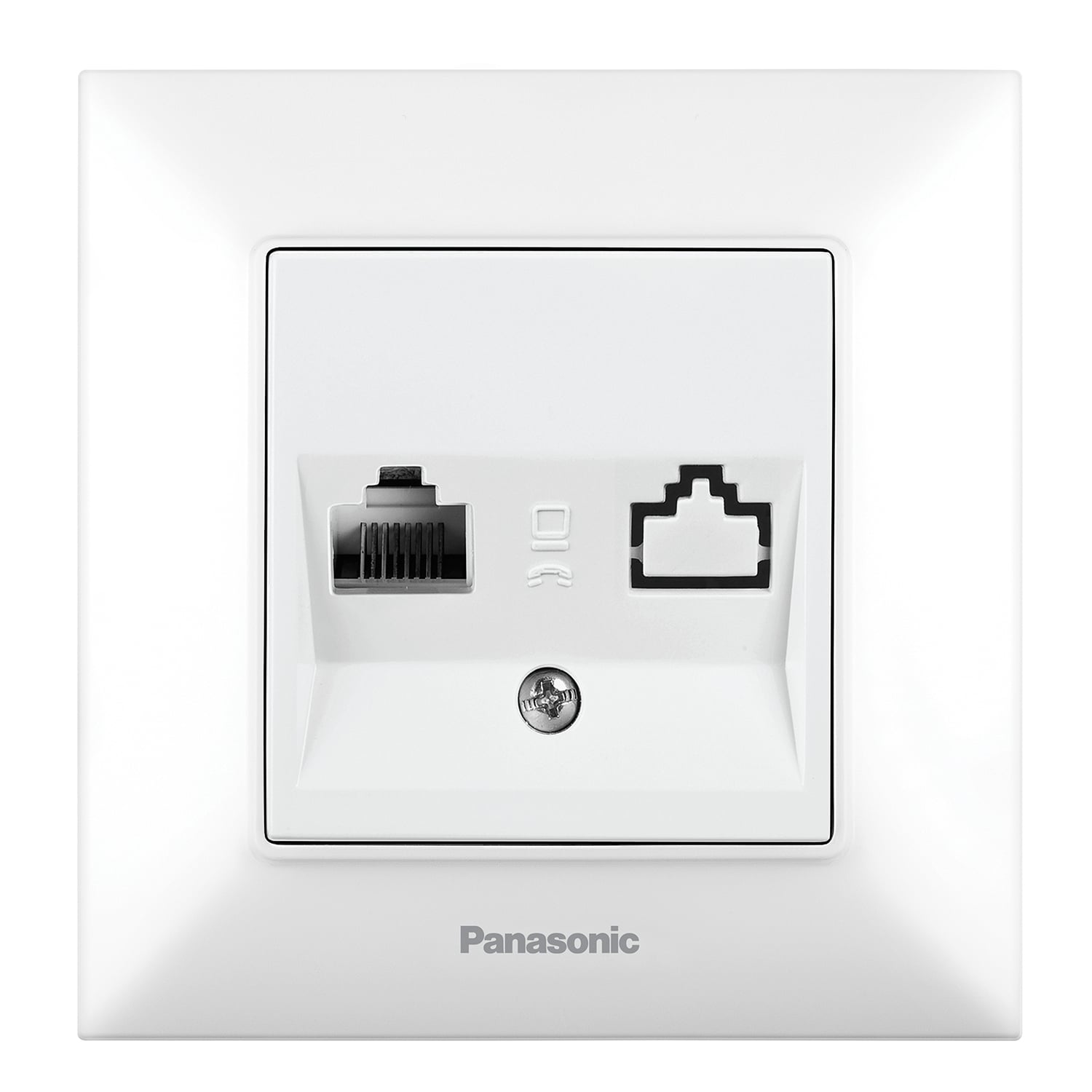Телефонна розетка Cat3 RJ11 Аркедия Слим Panasonic бяла