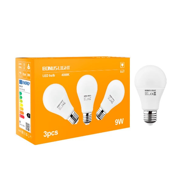 LED крушка Е27 9W 4000K / 3 броя