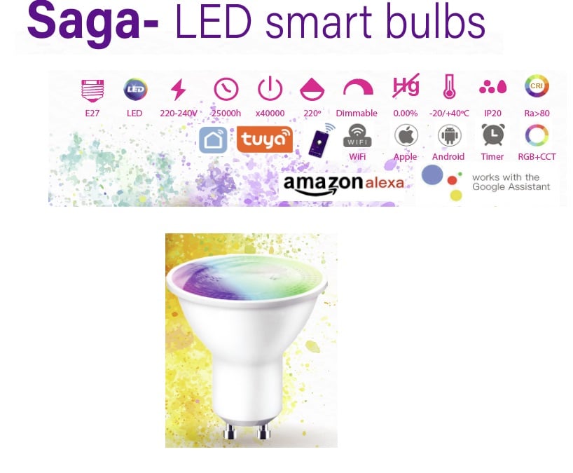LED Smart крушка Vito Saga 6W GU10 RGB+W WiFi