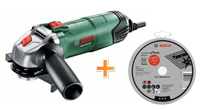 Ъглошлайф Bosch PWS 700-125  701W 125 мм + 10 диска за рязане Standard For Inox  