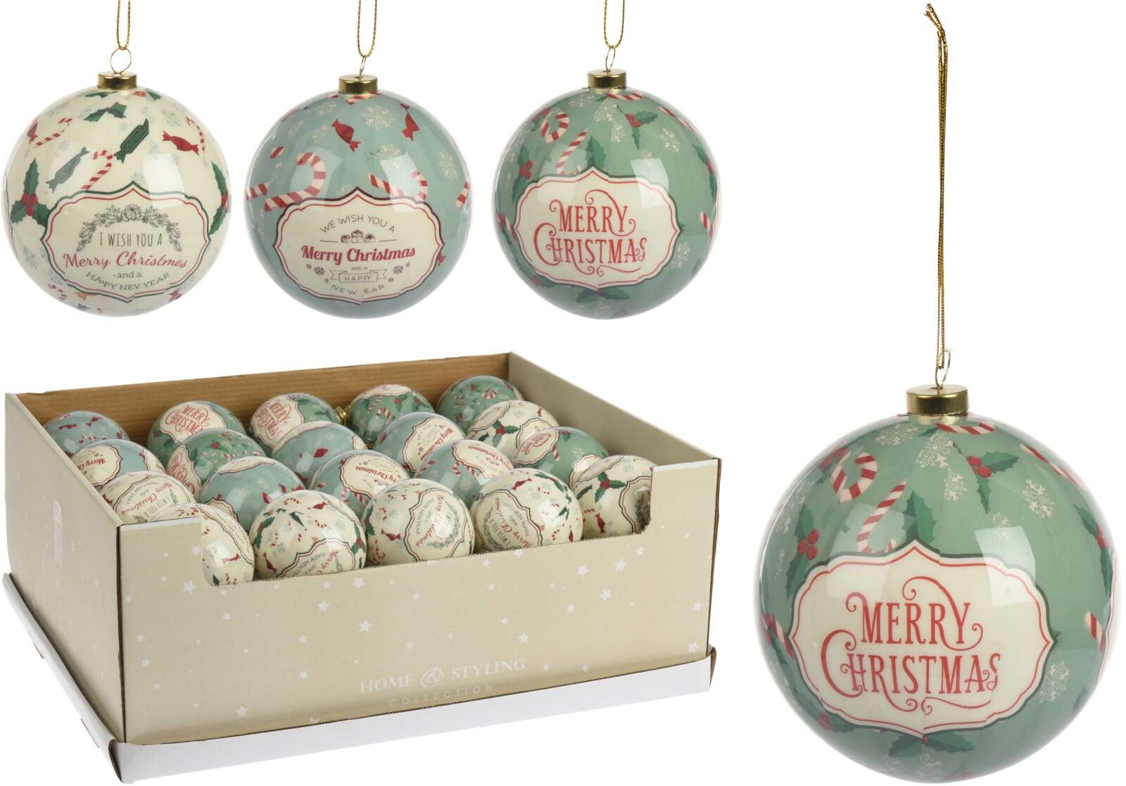Коледна топка Merry Christmas 8см