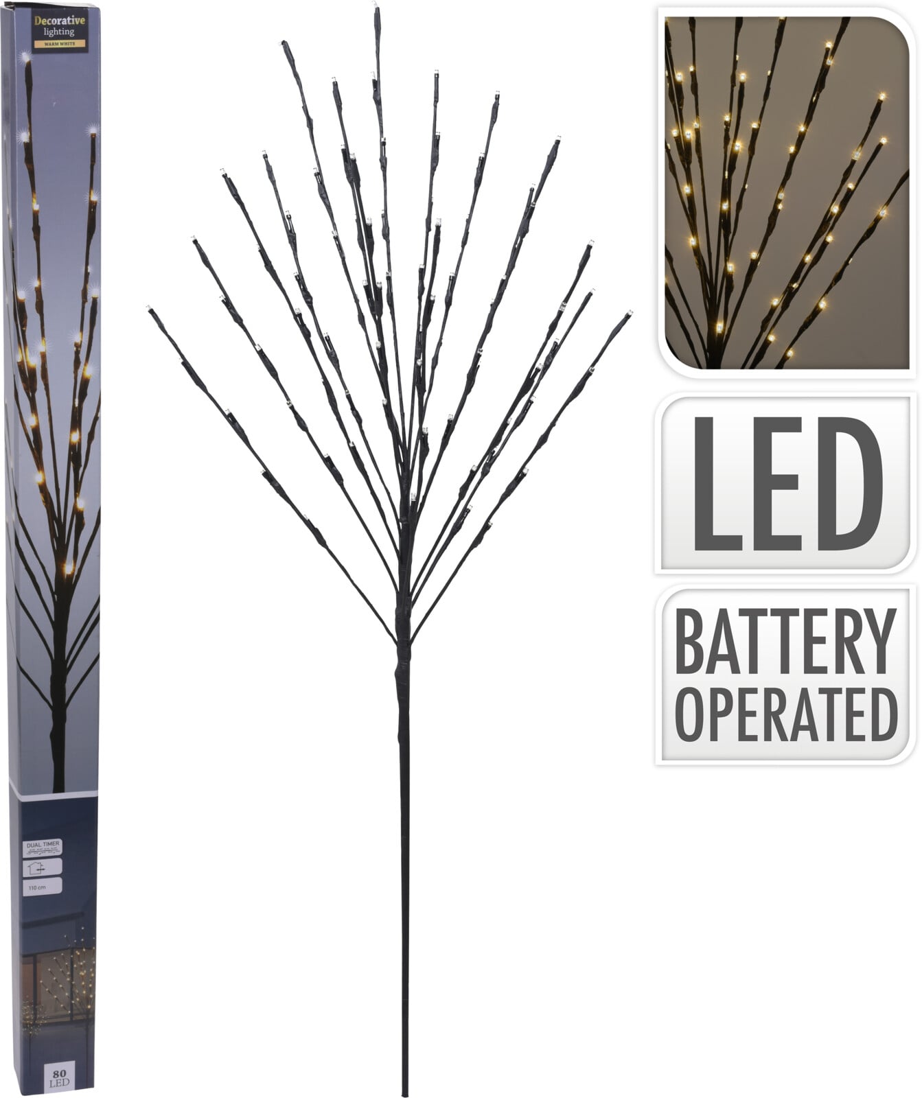 Коледно светещо дърво 110см / 80 LED топла светлина