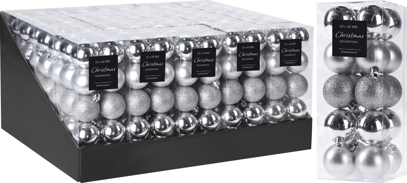 Коледни топки Silver 4см / 20 броя