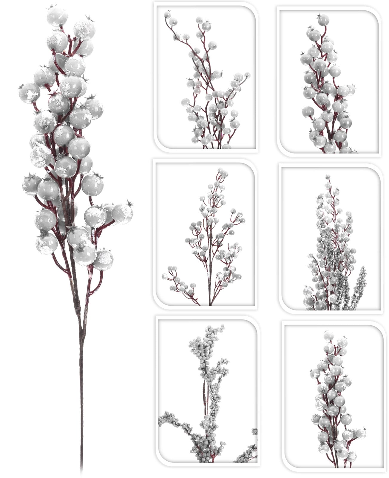 Коледно клонче 37см White berries 