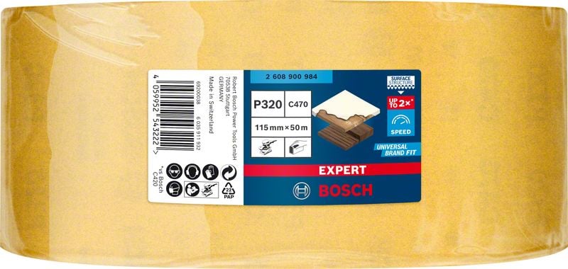 Шкурка на руло за дърво и боя Bosch Expert P320 / 115мм 