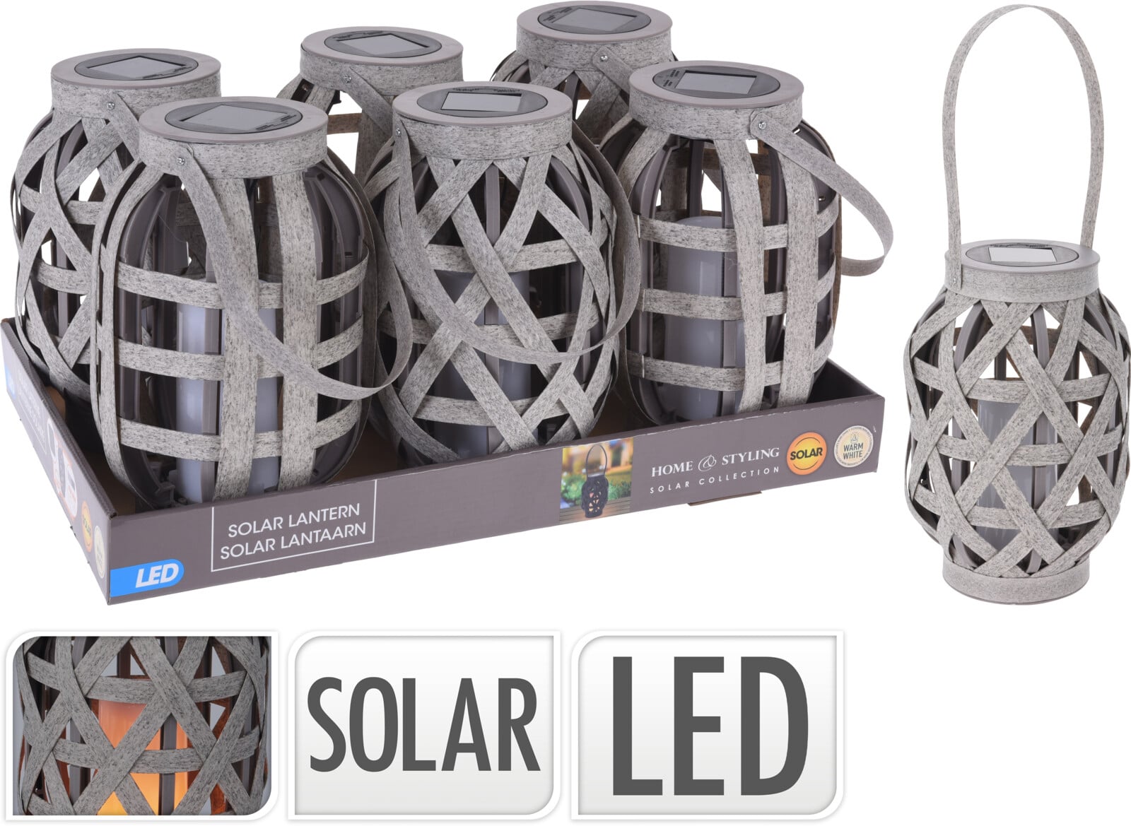 Соларен LED ратанов фенер със свещ CX2100072 / 15х15хH25см
