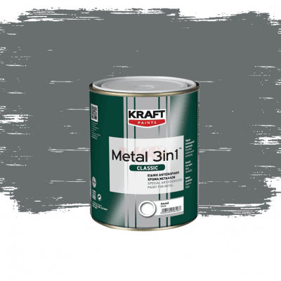 Емайллак 3 в 1 Kraft 302 тъмносив гланц 0.75л