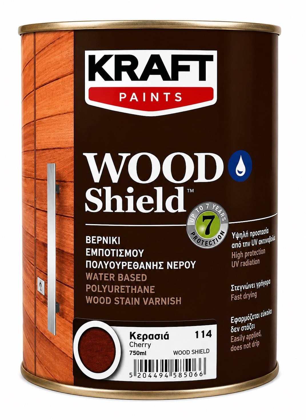 Импрегниращ полиуретанов лак на водна основа Kraft Wood Shield 114 череша 750 мл