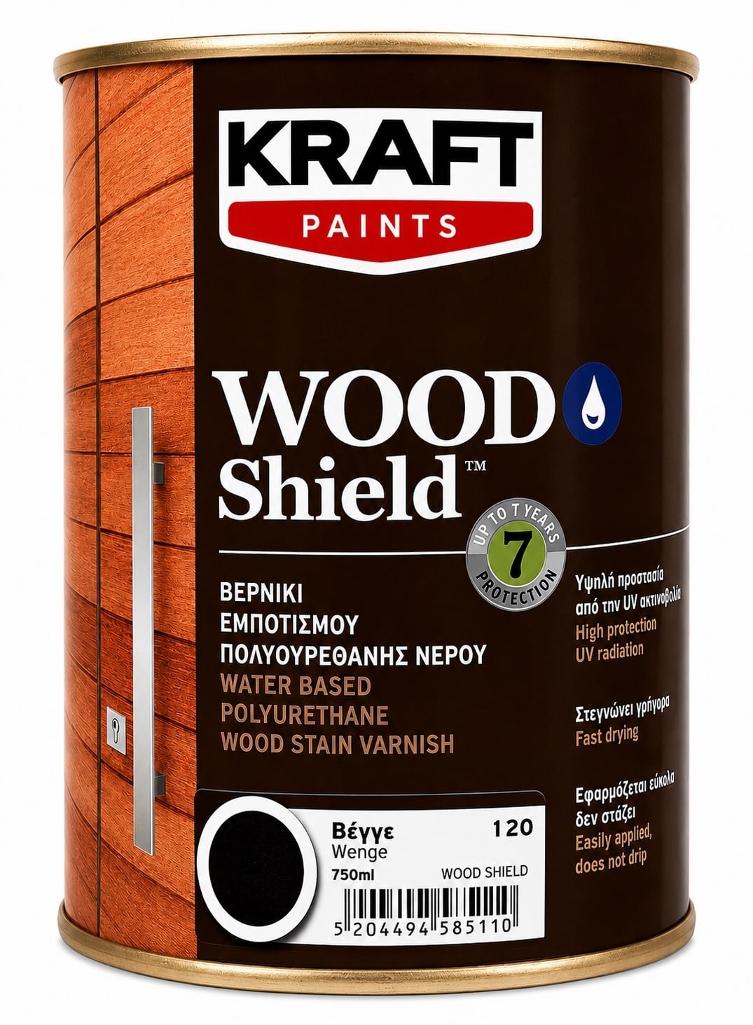 Импрегниращ полиуретанов лак на водна основа Kraft Wood Shield 120 венге 750 мл