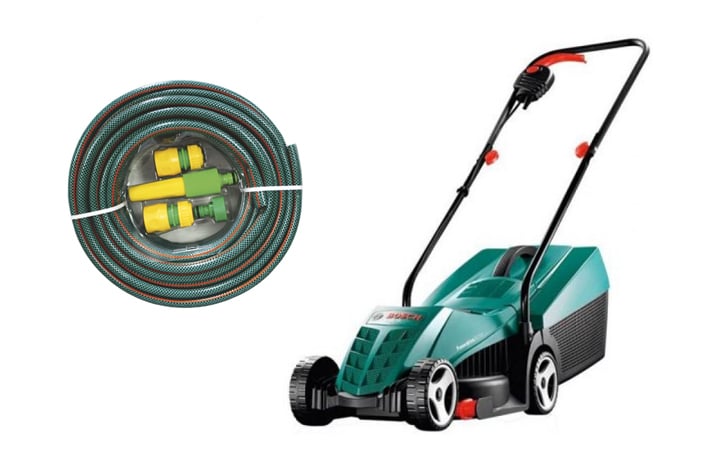 Електрическа косачка Bosch ARM 32 + четирислоен маркуч Greenbos Plus Set ø1/2'' 20м