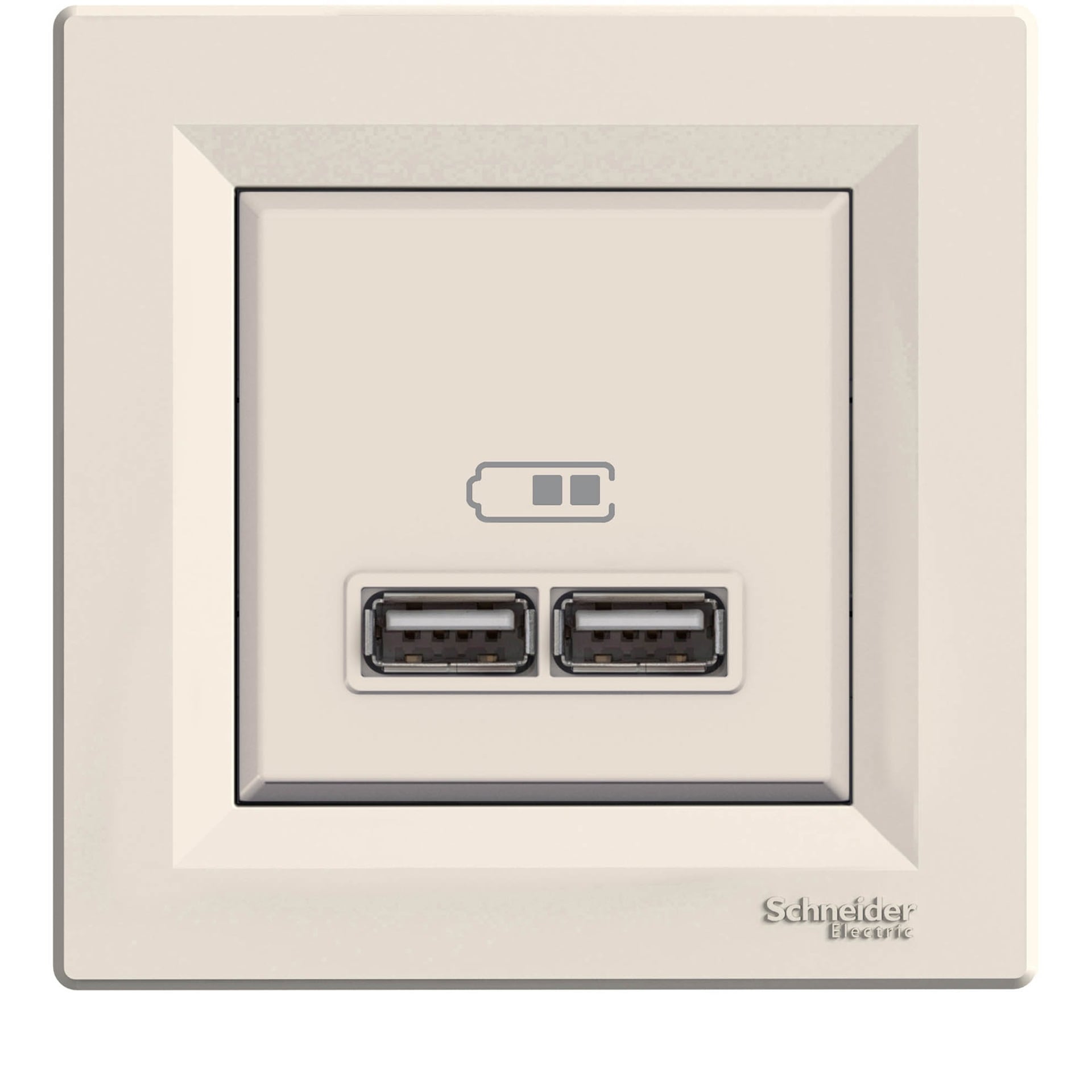 Розетка 2xUSB 2.1A Asfora EPH2700223 крем 