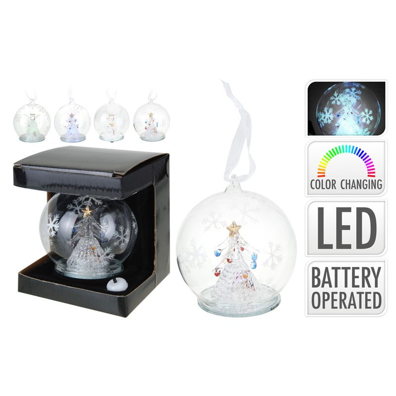Коледна светеща топка LED RGB 10см