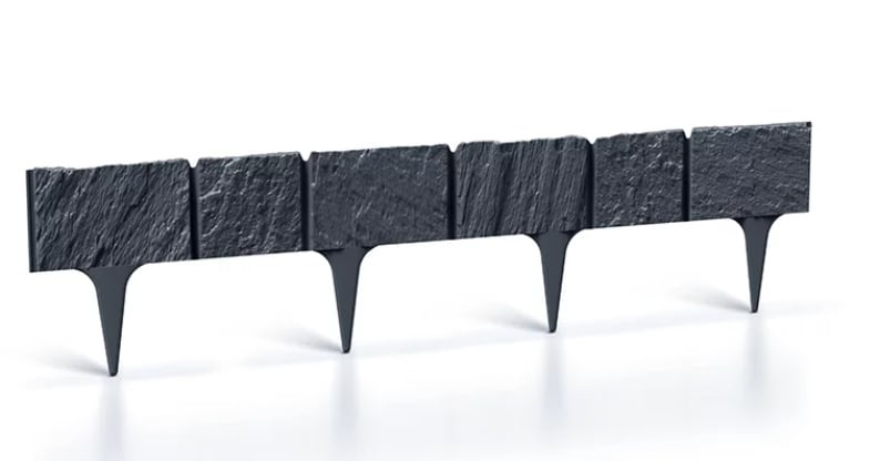 Градинска ограда / ограничител Garden Stone IBST-S433 / 78x18,6см антрацит 5 броя