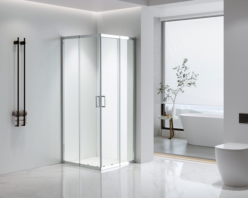Квадратна душ кабина с плъзгащи врати без корито Cascada 80-90x80-90х190см прозрачно стъкло