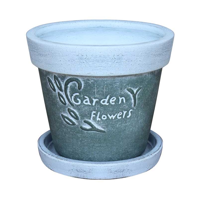 Саксия с подложка Garden Flowers ø15xH13см сива
