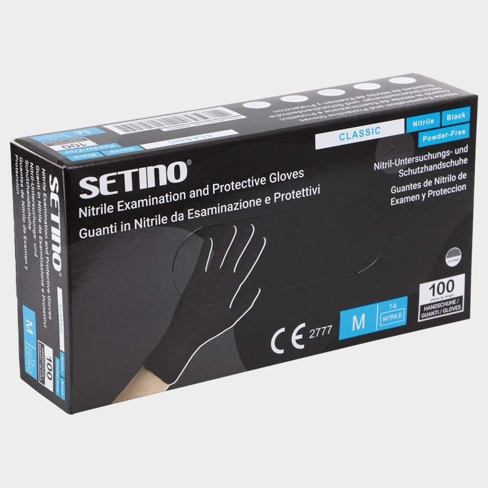 Pъкавици за еднократна употреба от нитрил Setino Nitrile Black M / 100 броя