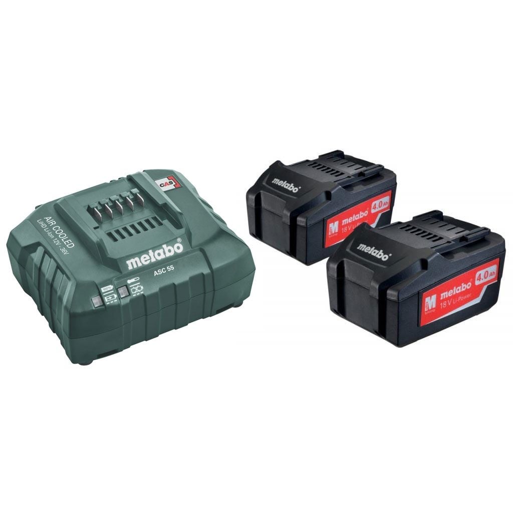 Базов комплект акумулаторни батерии и зарядно Metabo 18V ASC 55 + 2x4Ah LiPower