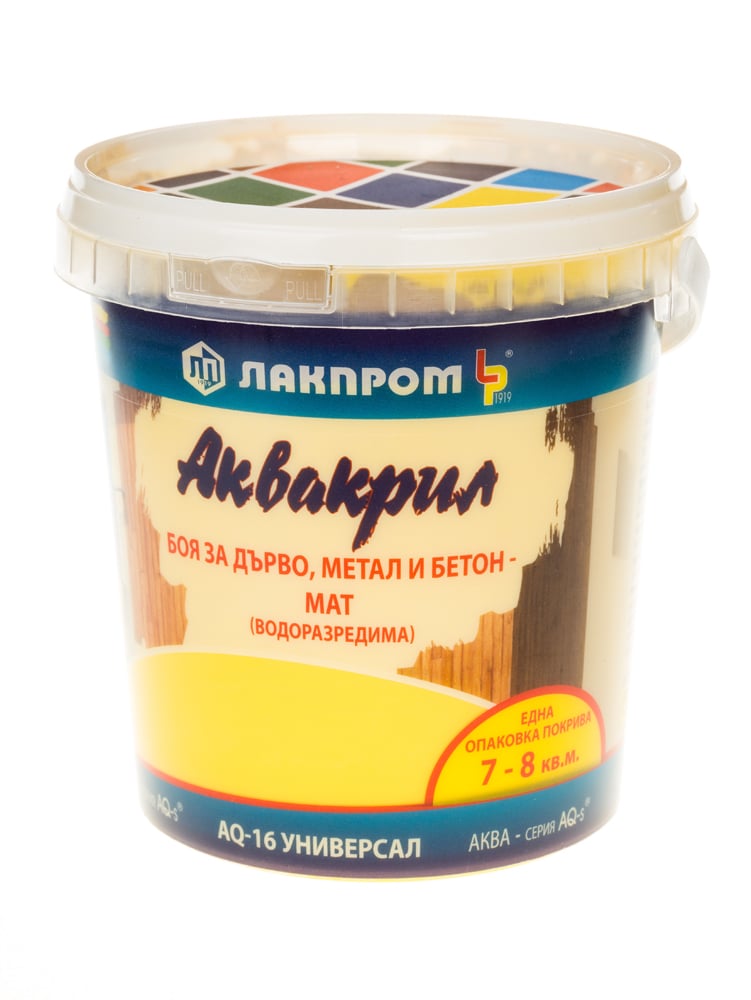 Боя за дърво, метал и бетон Лакпром Универсал Акварил АQ-16 700мл жълта