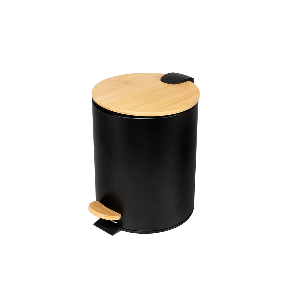 Кош за отпадъци Black Bamboo 5л черен с бамбукови елементи