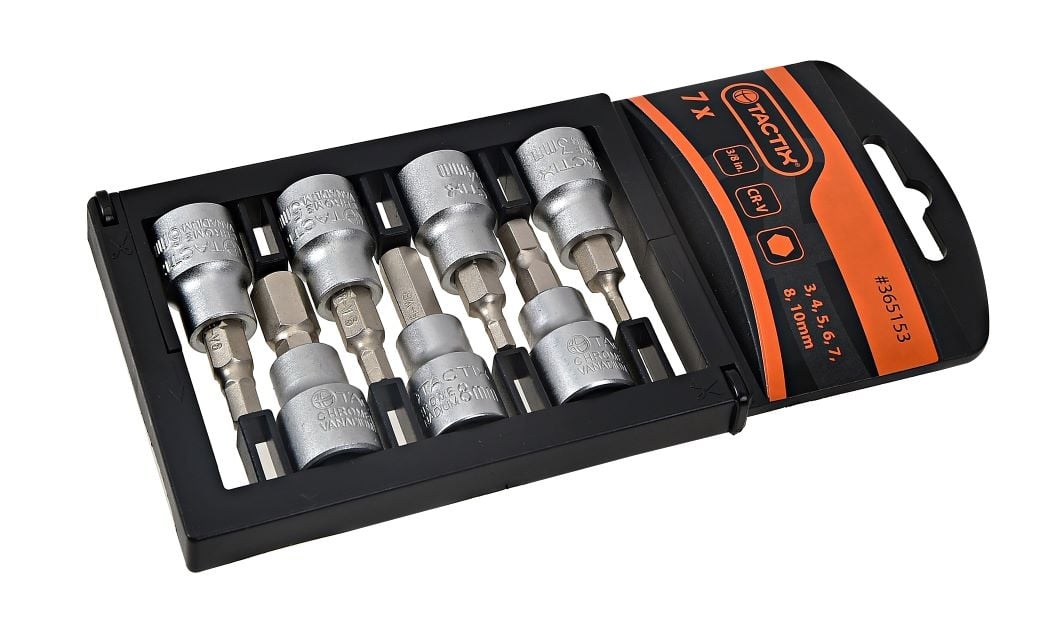 Комплект вложки с накрайник за винтоверт Tactix Hex Cr-V 7 части