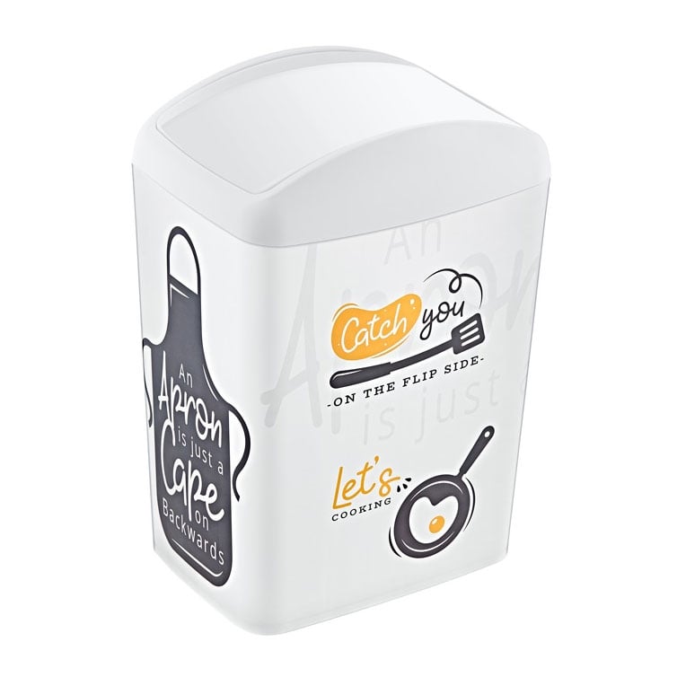 Кош за смет с люлеещ капак Horecano Home "Catch you" TRN-195-02 10л бял