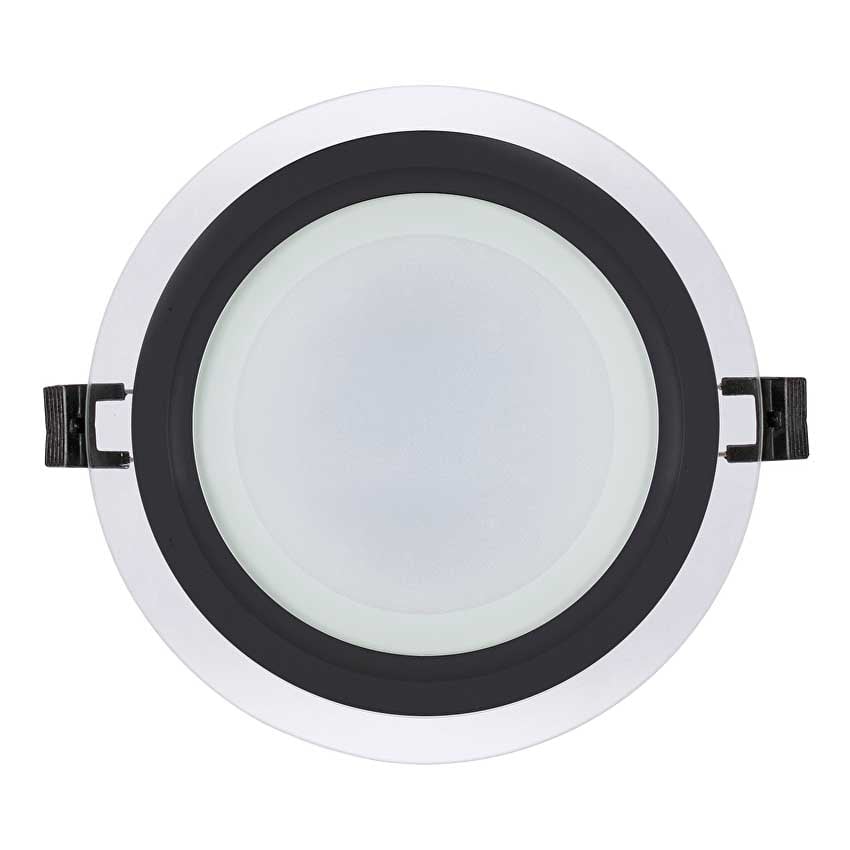 LED стъклен панел Ultralux кръг черен ринг 12W 4200K IP44 