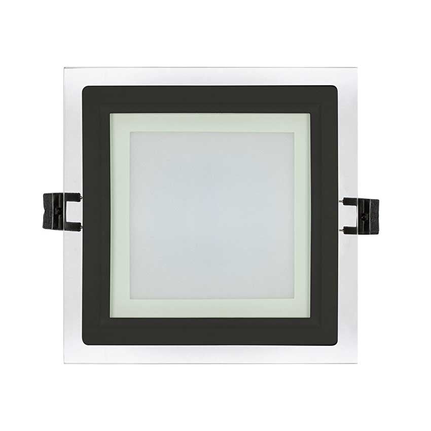 LED стъклен панел Ultralux черен квадрат 12W 4200K IP44 