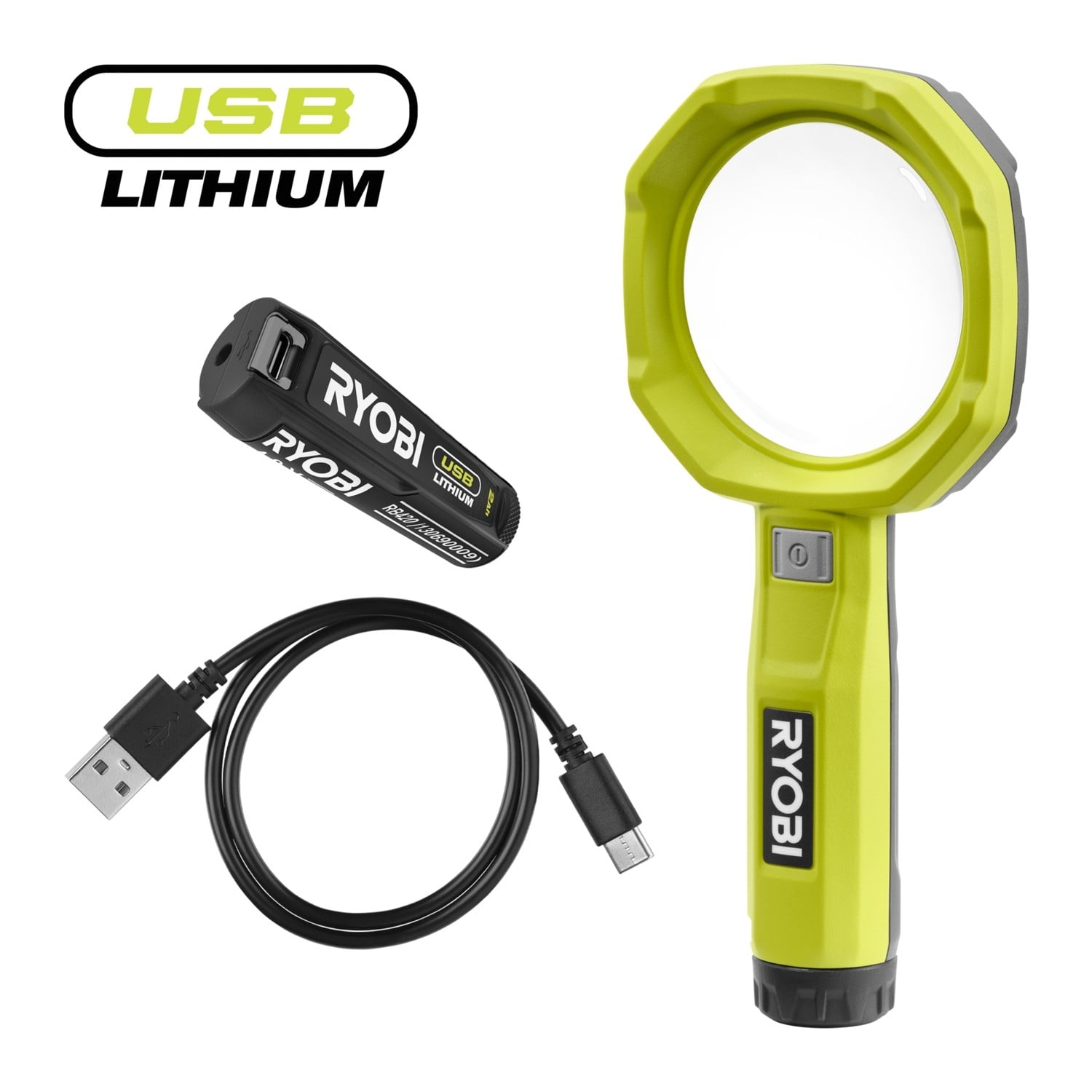 Увеличителна лампа Ryobi 4V с батерия 2.0 Ah и USB кабел