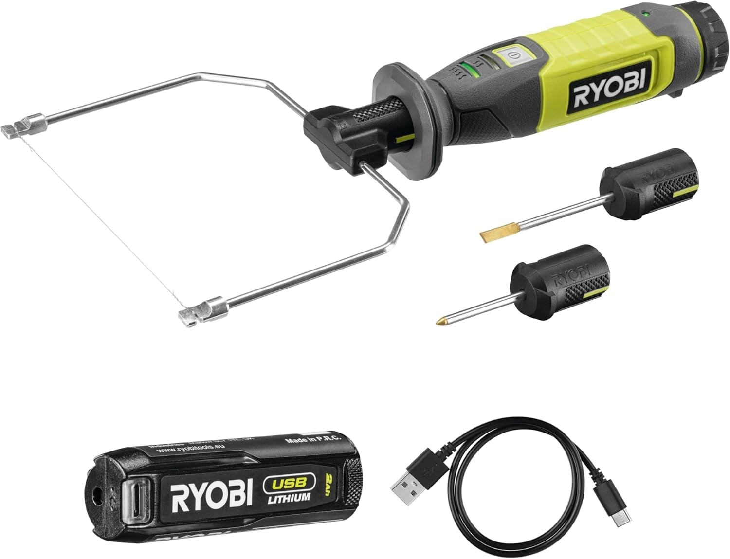 Уред за горещо рязане Ryobi 4V + батерия 2.0Аh и USB-C кабел