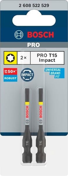 Бит Bosch Pro Torx Impact T15 / 55мм 2 броя