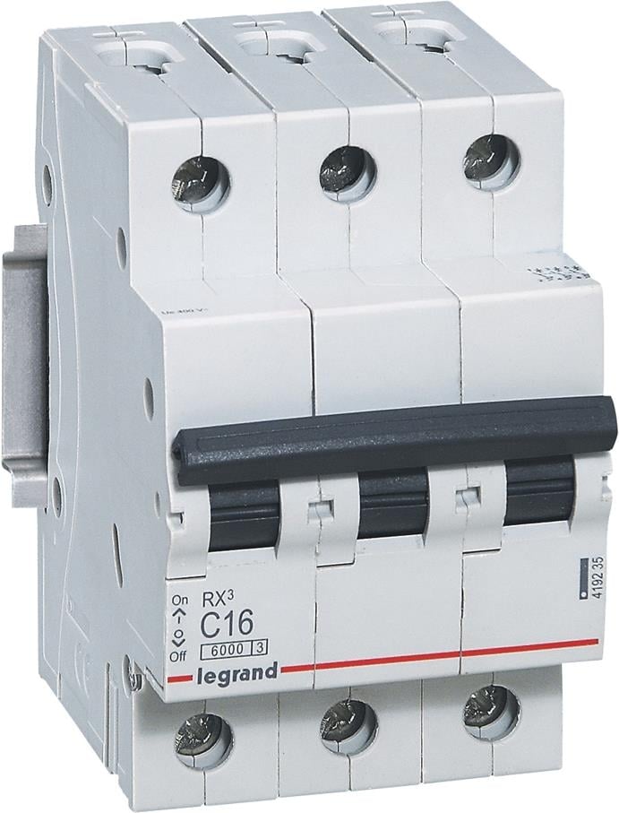 Автоматичен прекъсвач Legrand RX3 3P 16A крива С 6kA