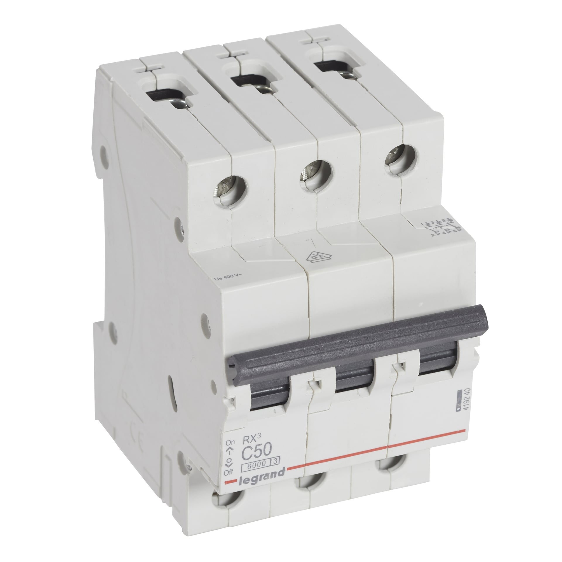 Автоматичен прекъсвач Legrand RX3 3P 50A крива С 6kA 