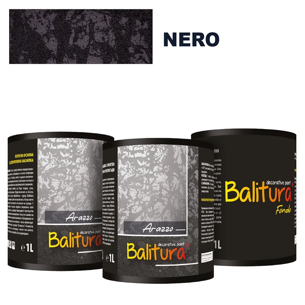 Mатова мазилка с релеф и отблясъци Balitura Arazzo Matto Nero + грунд 4кг