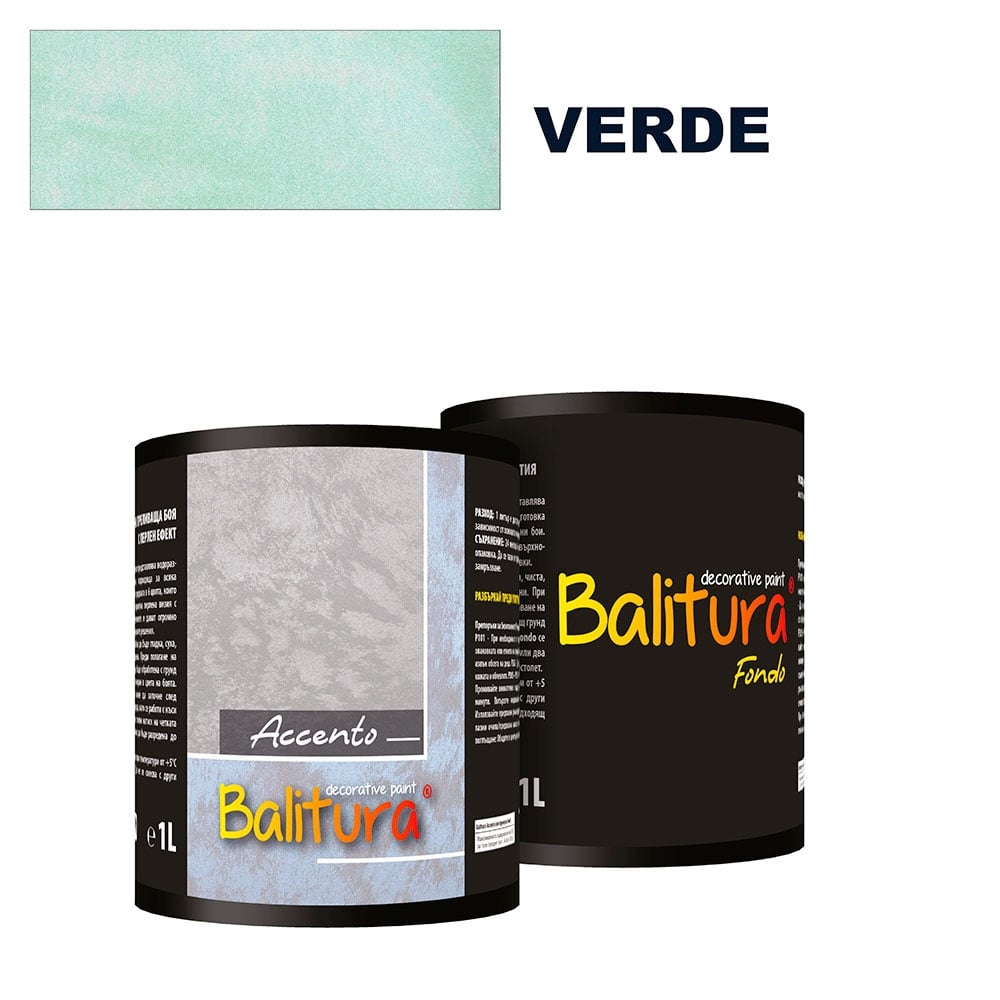Декоративна преливаща боя с перлен ефект Balitura Via Calatro Verde 1л + грунд 1л