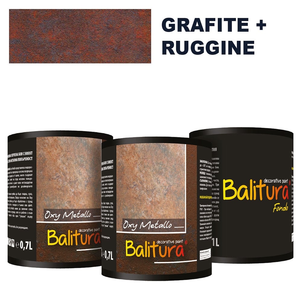 Перлена боя с ефект на ръжда Balitura Oxi Metallo Grafite Ruggine 2х07л + грунд 1л