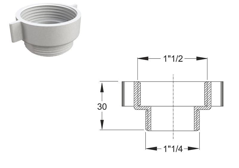 Пластмасов преход за сифон 1 1/2'' Ж х 1 1/4'' М Bonomini