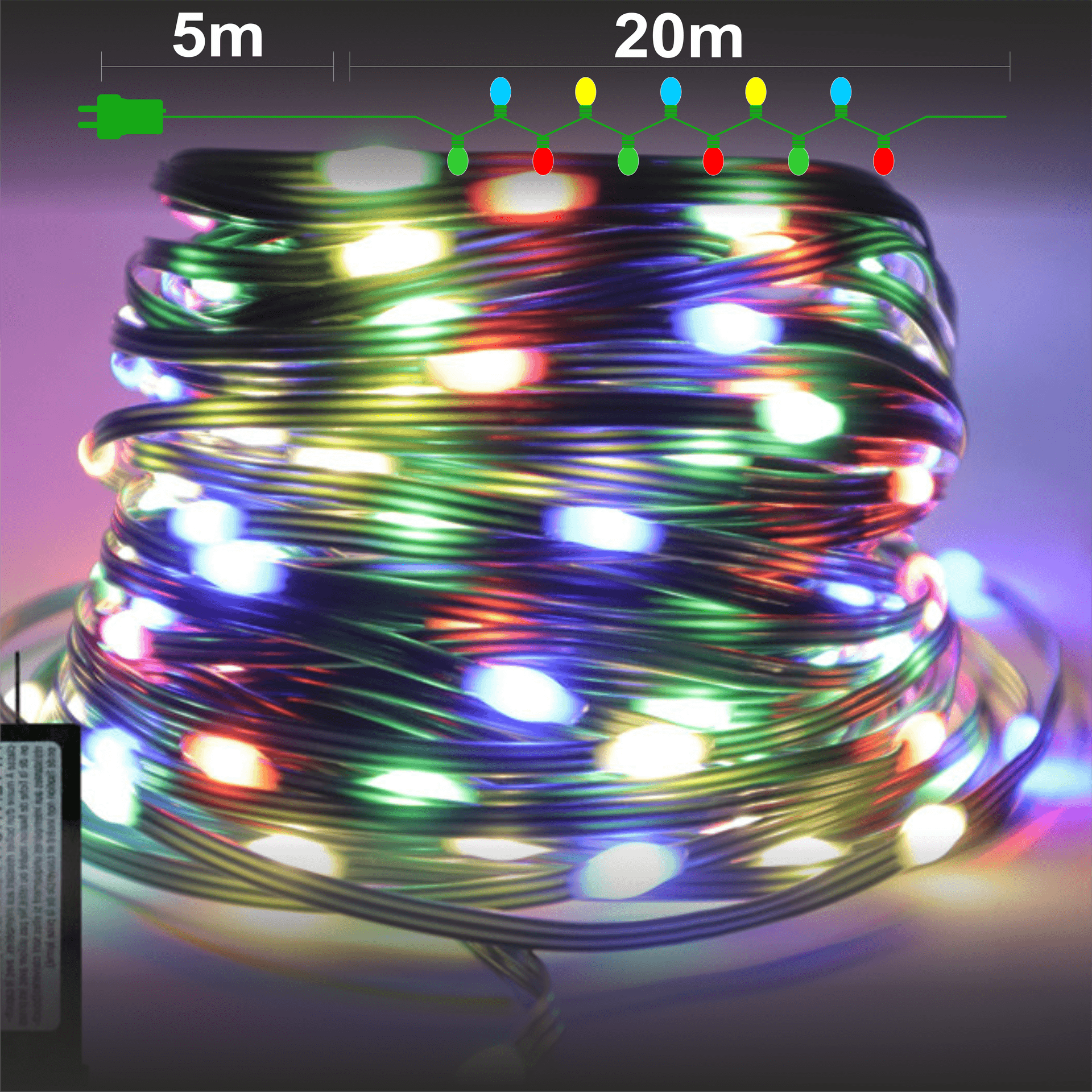 Гирлянд 200 LED разноцветни 20м IP44