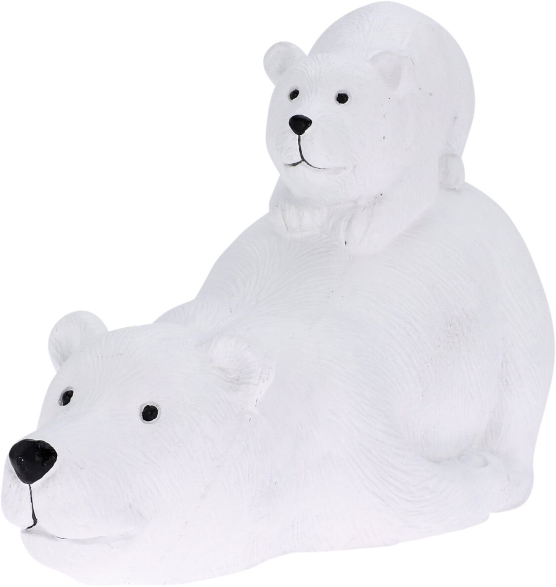 Коледна фигурка на легнала полярна мечка с мечка на гърба 34,5x17x24,5 см