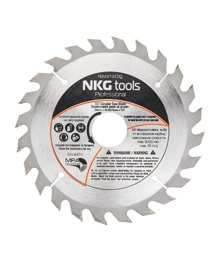 Циркулярен диск за дърво TCT с 24 зъба NKG tools WoodCUT24 190х30х20х16 мм 