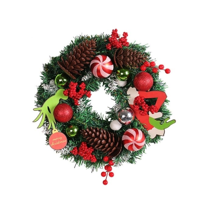 Венец от коледни цветя J3-9 / 36х34х12,5см 