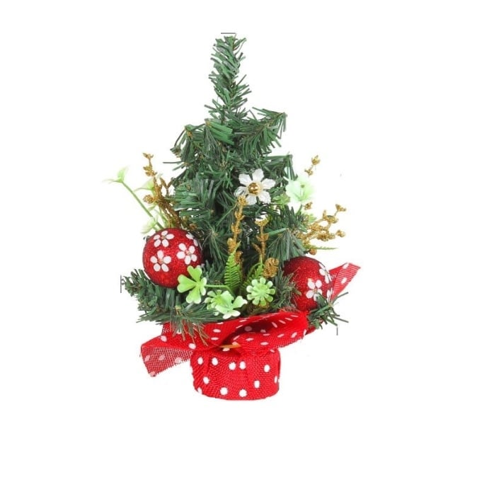 Изкуствено коледно мини дърво с декорация Q3-22 / 25x5x5 см