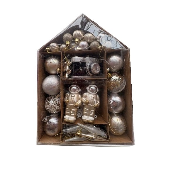 Подаръчна кутия с коледни топки Xmas R1-1 / 34х24х6 см / 70 броя