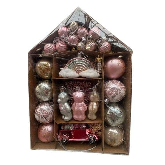 Подаръчна кутия с коледни топки Xmas R1-2 / 34x24x6 см / 70 броя