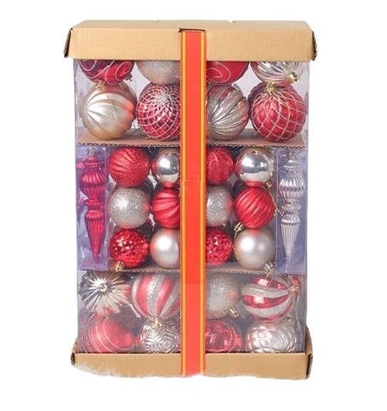 Подаръчна кутия с коледни топки XMAS R1-37 / 74 броя 
