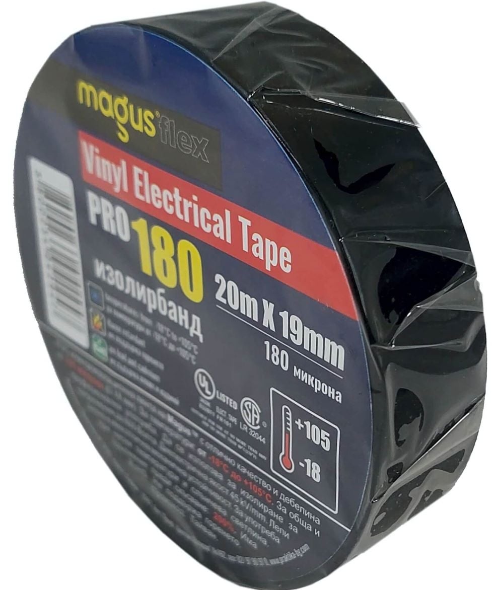 Изолирбанд Magus Flex PRO-180 черен 20мх19мм 