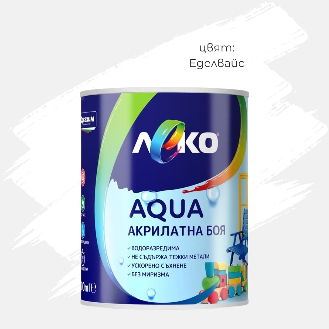 Акрилатна боя Леко Aqua гланц Еделвайс 600мл