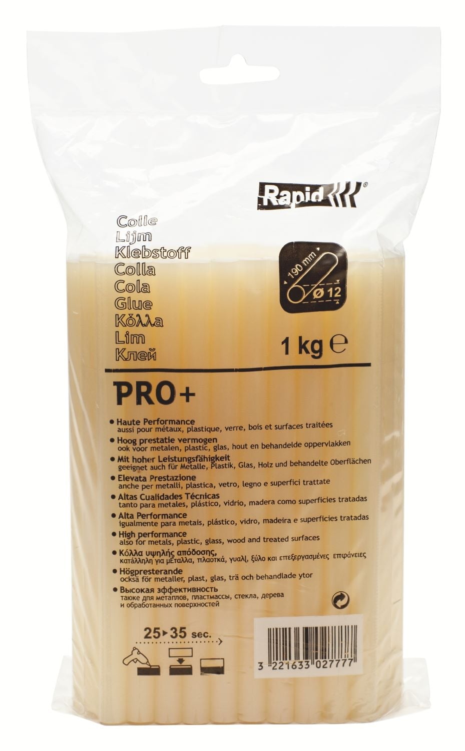 Стикове лепило Rapid PRO+ ф12/190мм универсални 1кг