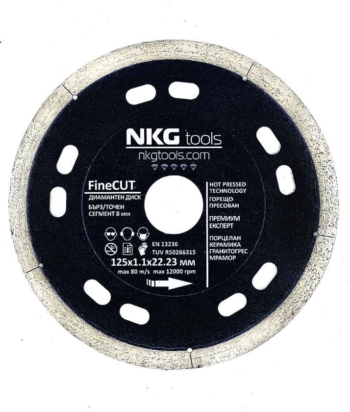 Диамантен диск за порцелан и гранитогрес NKG tools FineCut 125x22,23x1,1мм