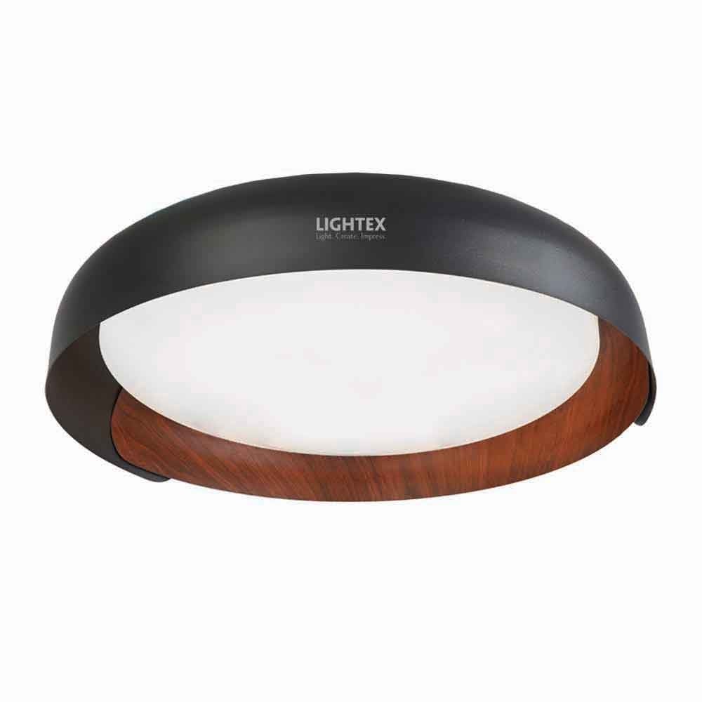 LED плафон Lightex Cabana 24W 3000K-4000K-6000K ø460х80 мм черен + дървесен