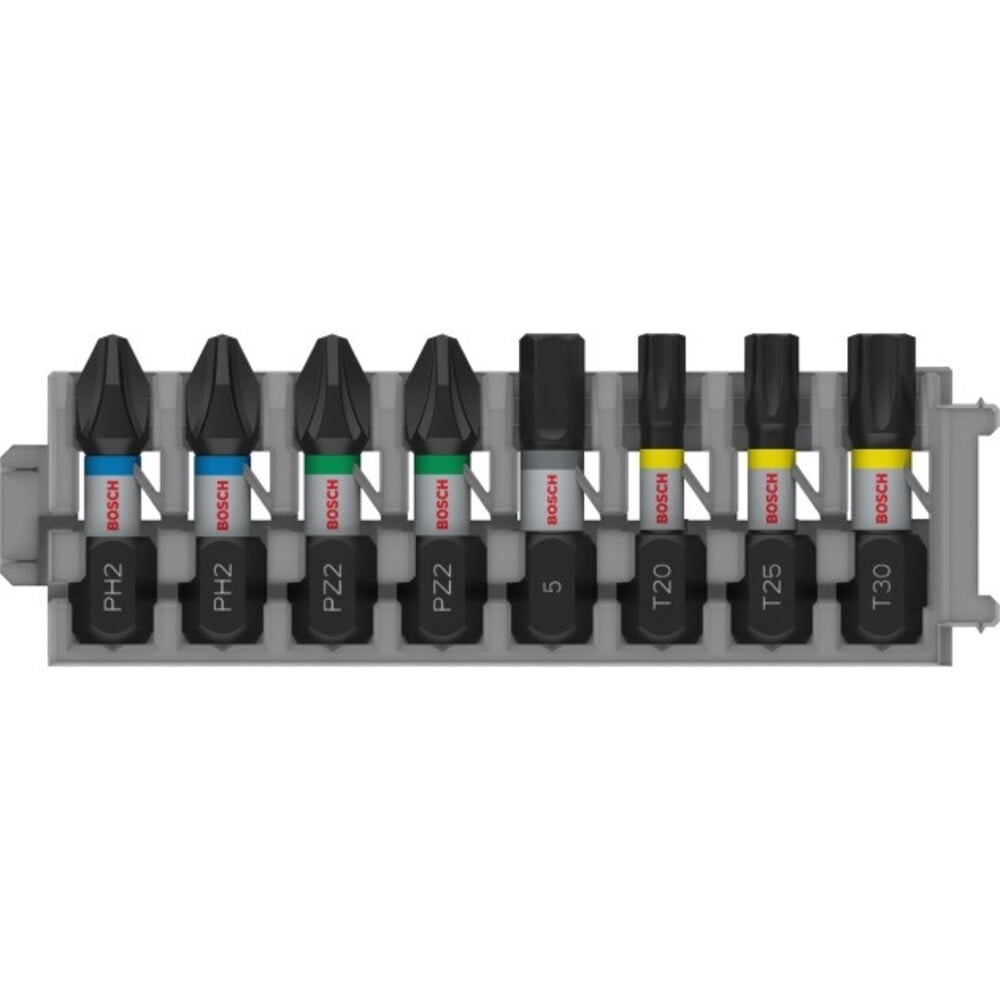 Битове Bosch PRO Impact PH2(x2), PZ2(x2), H5, T20, T25, T30 / 25 мм / 8 броя